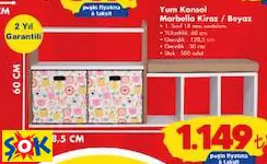 OFİS BAZAAR YUM KONSOL MARBELLA KİRAZ / BEYAZ